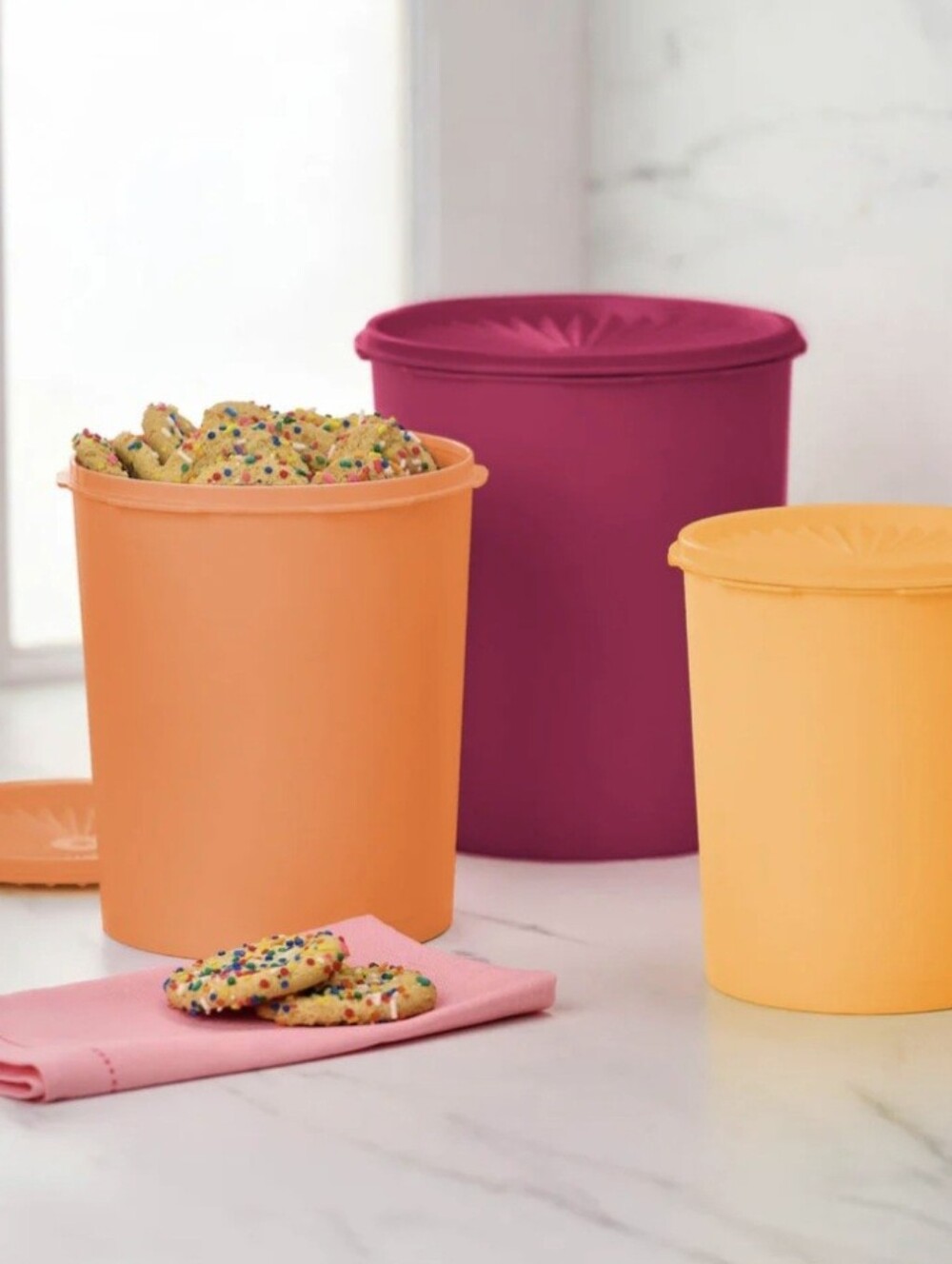 TUPPERWAR  Bright  Storage Canisters - Orange, Pink, Yellow